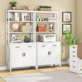 4 Shelf Tall Bookshelf with Drawer and Cabinet, 68-inch Bookcase with Doors, Book Shelves Storage Cabinet Display Rack