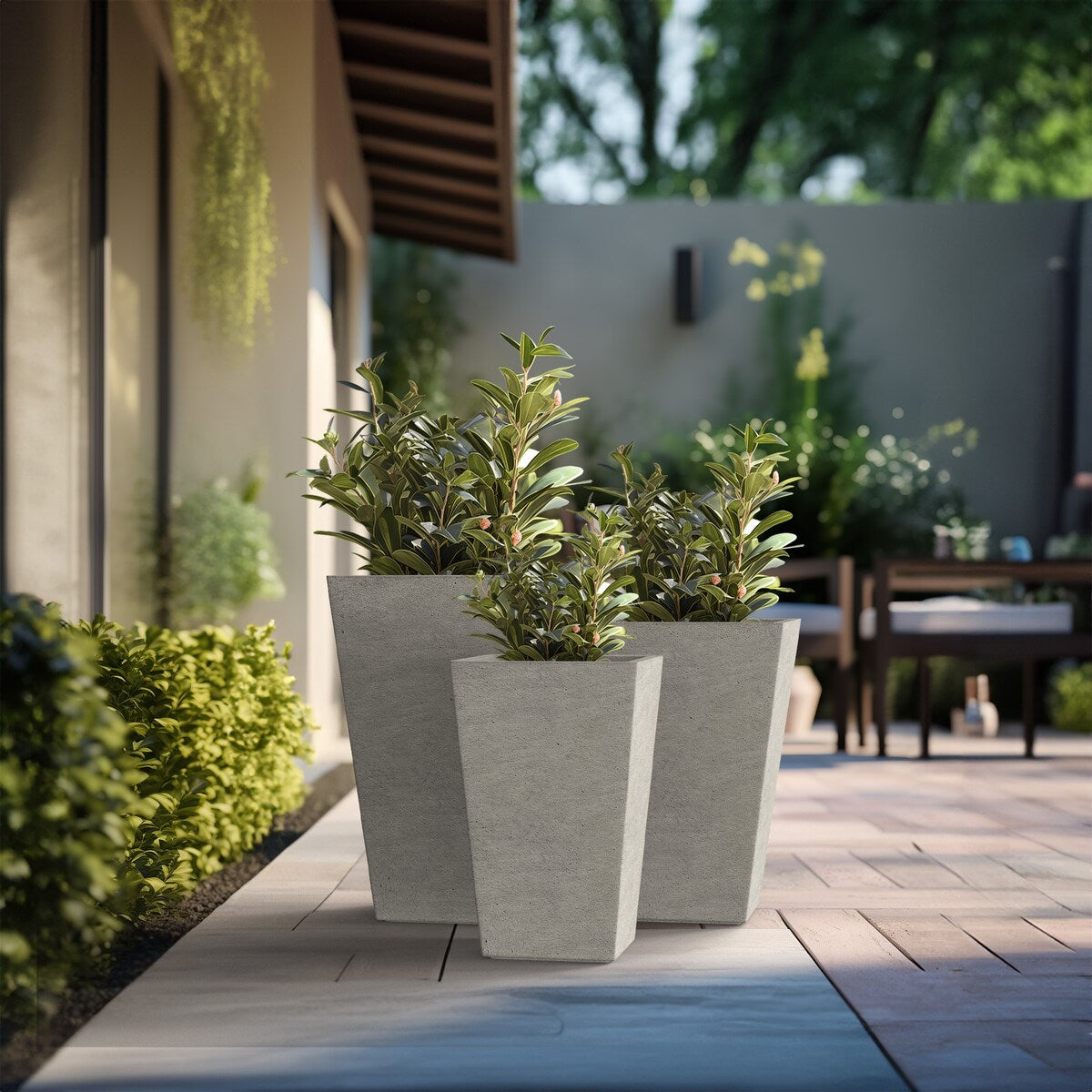 Tall Concrete Rectangle Plant Boxes / Large Indoor and Outdoor Flower Planters