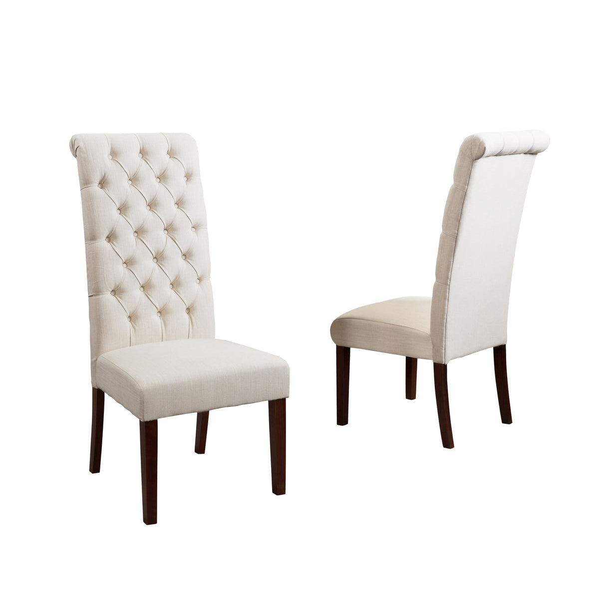 Tall Natural Tufted Fabric Dining Chair (Set of 2) by Christopher Knight Home