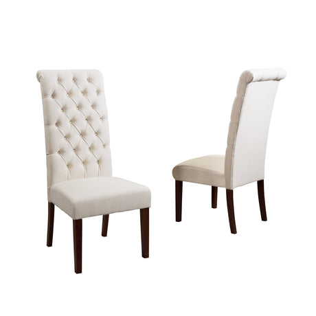 Tall Natural Tufted Fabric Dining Chair (Set of 2) by Christopher Knight Home