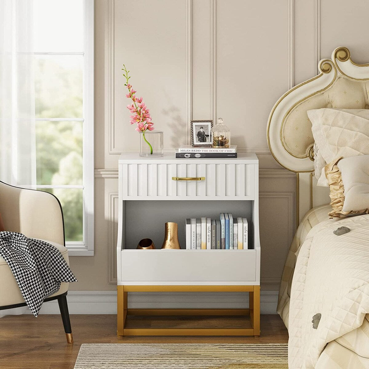 Tall Nightstand with Drawer Modern Night Stands Bedside Table for Bedroom