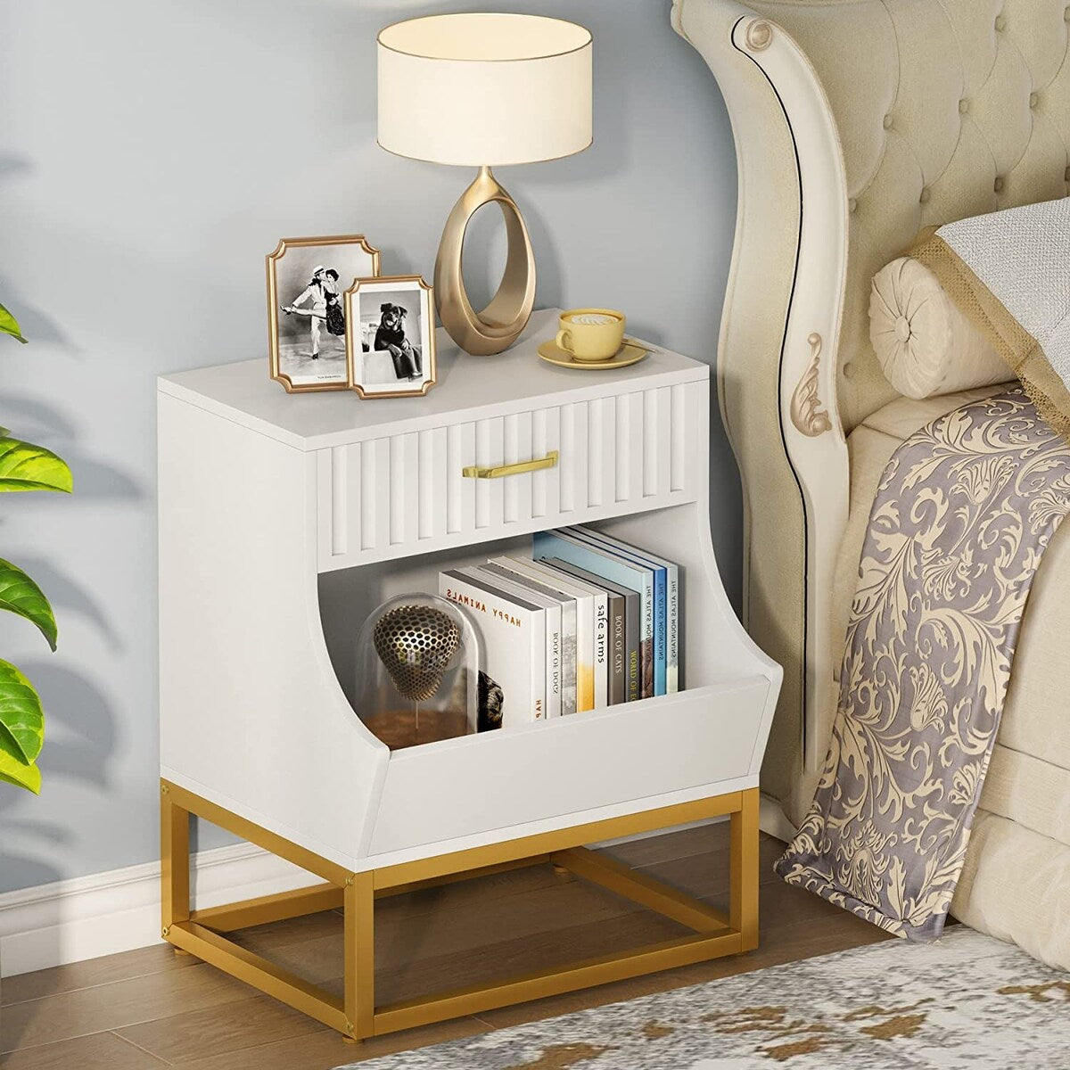 Tall Nightstand with Drawer Modern Night Stands Bedside Table for Bedroom