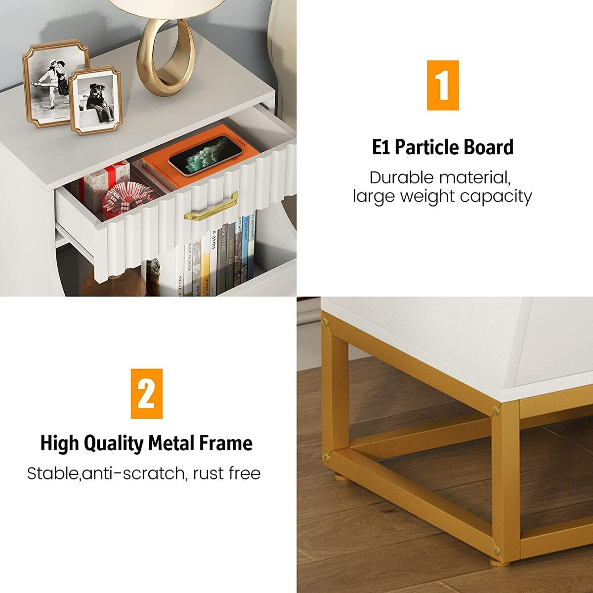 Tall Nightstand with Drawer Modern Night Stands Bedside Table for Bedroom