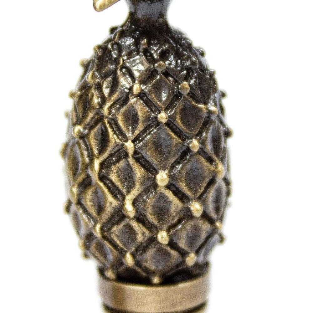 Tall Pineapple Lamp Finial Antique Brass Metal 2.5"h