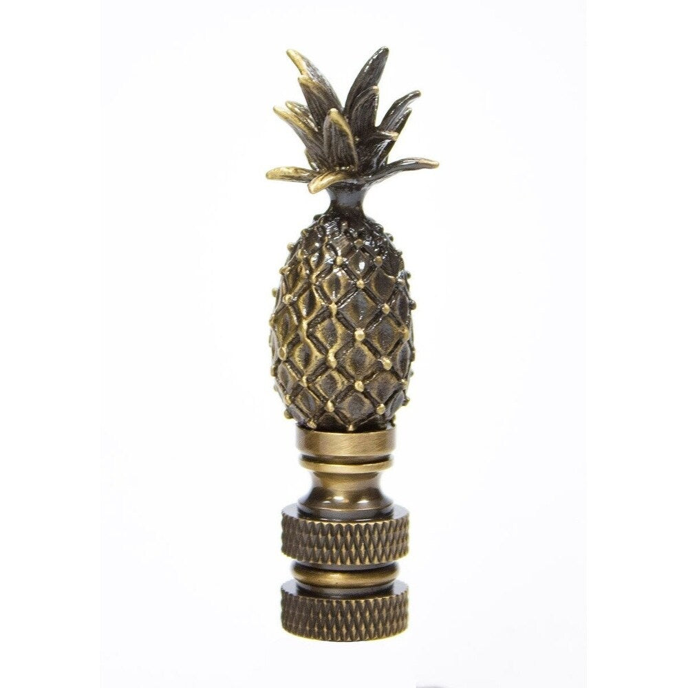 Tall Pineapple Lamp Finial Antique Brass Metal 2.5"h