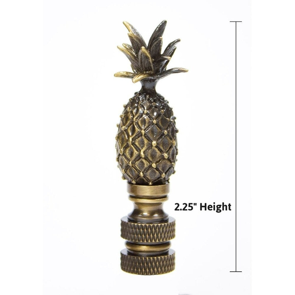 Tall Pineapple Lamp Finial Antique Brass Metal 2.5"h