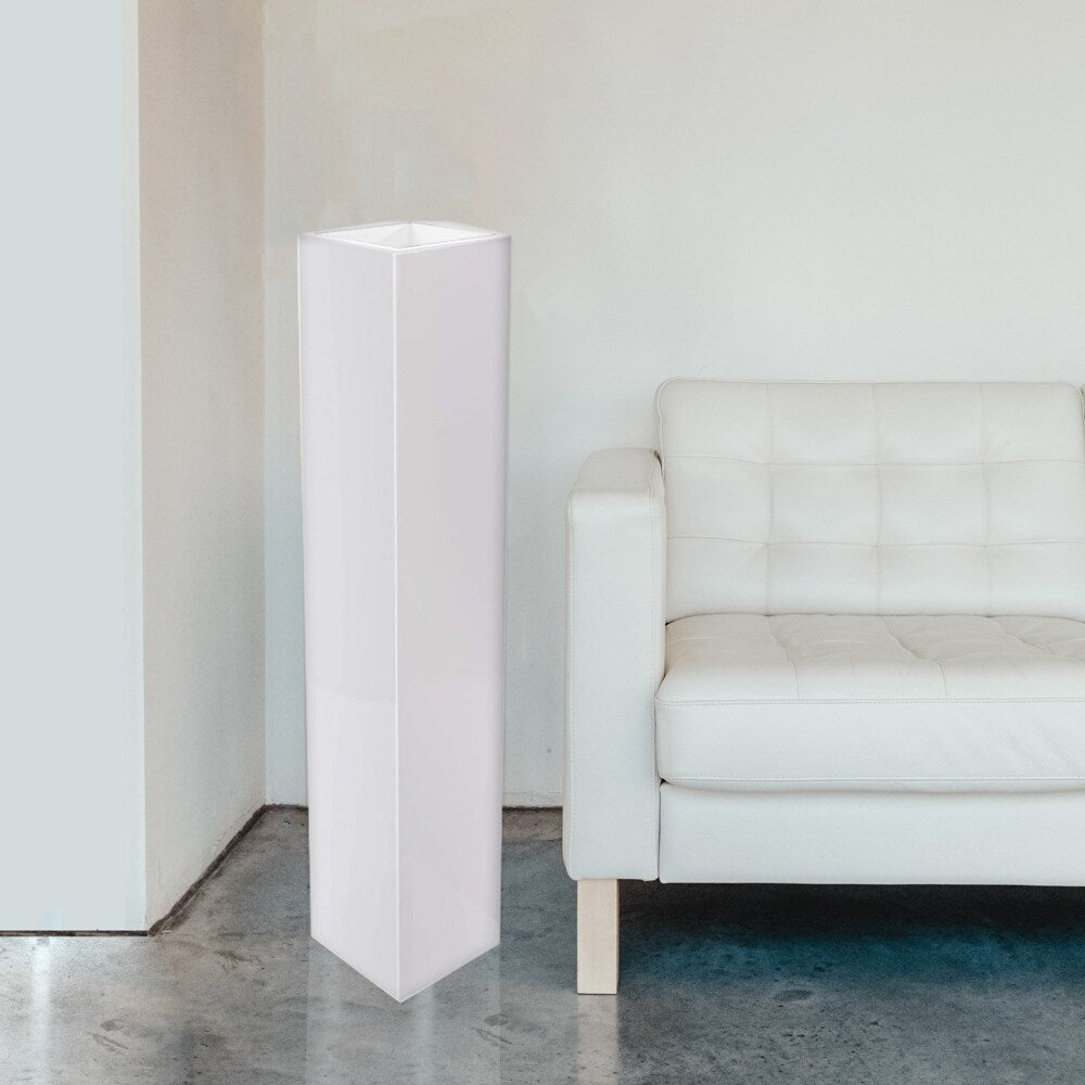 Tall Rectangular Wooden Modern Floor Vase, White