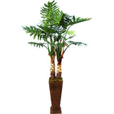 Tall Silk Monstera Tree in Brown Rattan Planter