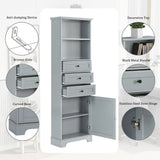 Tall Storage Cabinet with 3 Drawers and Adjustable Shelves