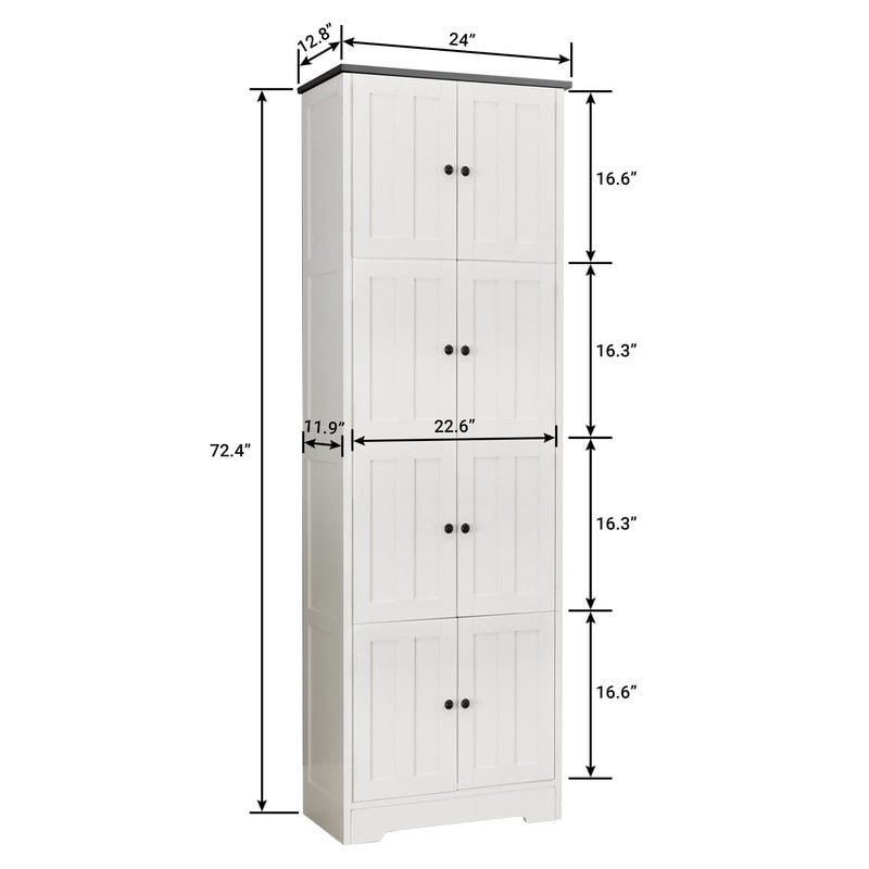 Tall Storage Cabinet with 8 Doors and 4 Shelves for Living Room