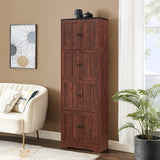 Tall Storage Cabinet with 8 Doors and 4 Shelves for Living Room