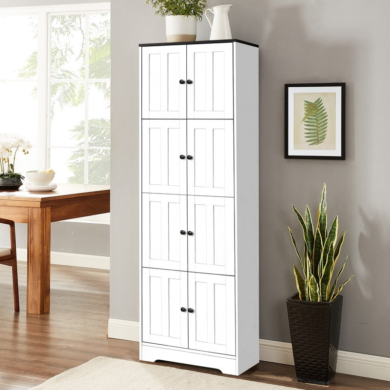 Tall Storage Cabinet with 8 Doors and 4 Shelves for Living Room