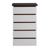 Tall White and Black Dresser with 5 Drawers