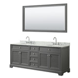 Tamara 80-inch Dark Gray Double Vanity, Oval Sinks, 70-inch Mirror