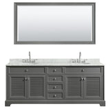 Tamara 80-inch Dark Gray Double Vanity, Oval Sinks, 70-inch Mirror