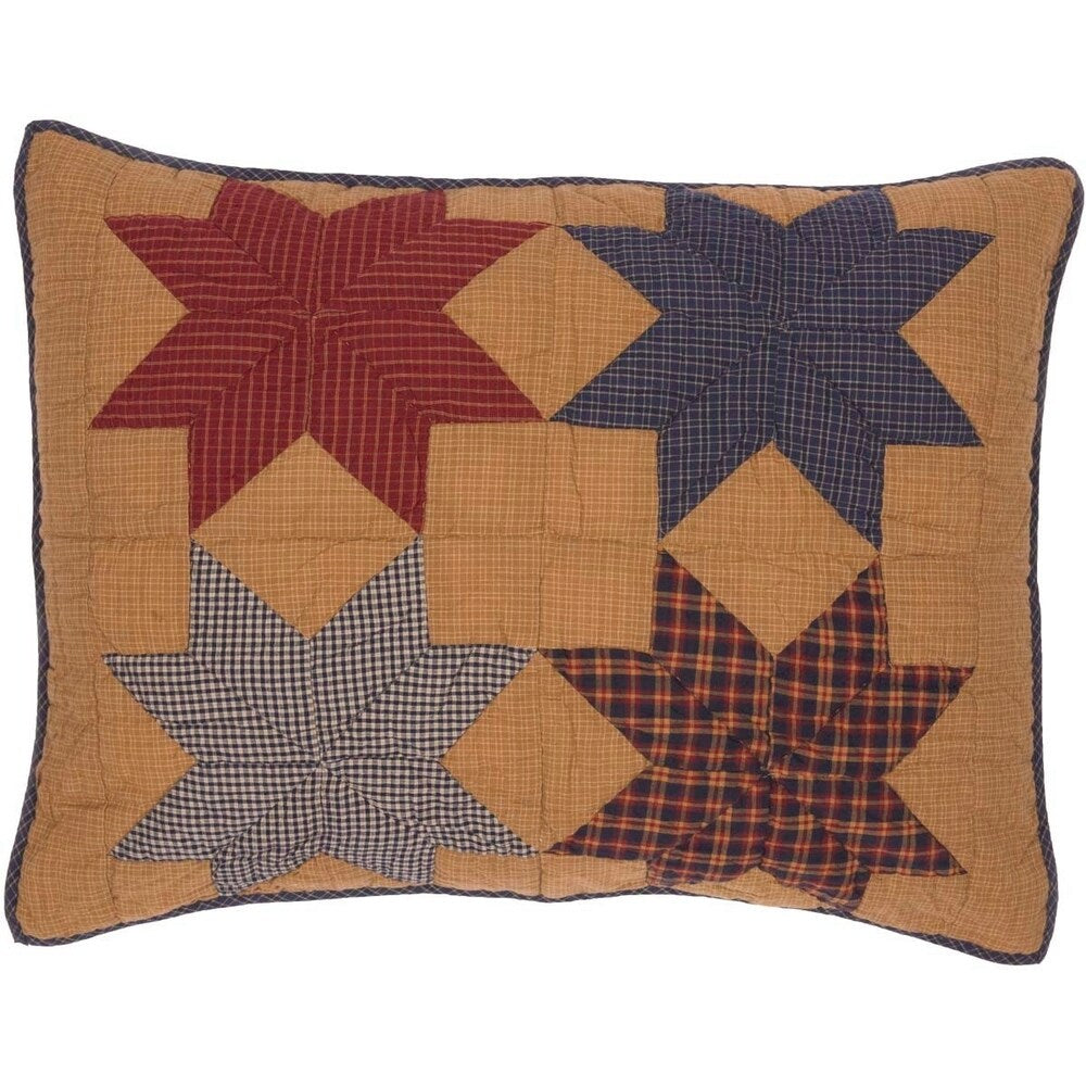 Tan Primitive Bedding VHC Kindred Star Sham Cotton Star Patchwork