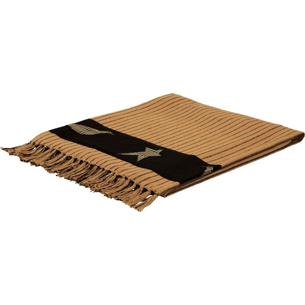 Tan Primitive Decor VHC Kettle Grove Throw Cotton Star Appliqued