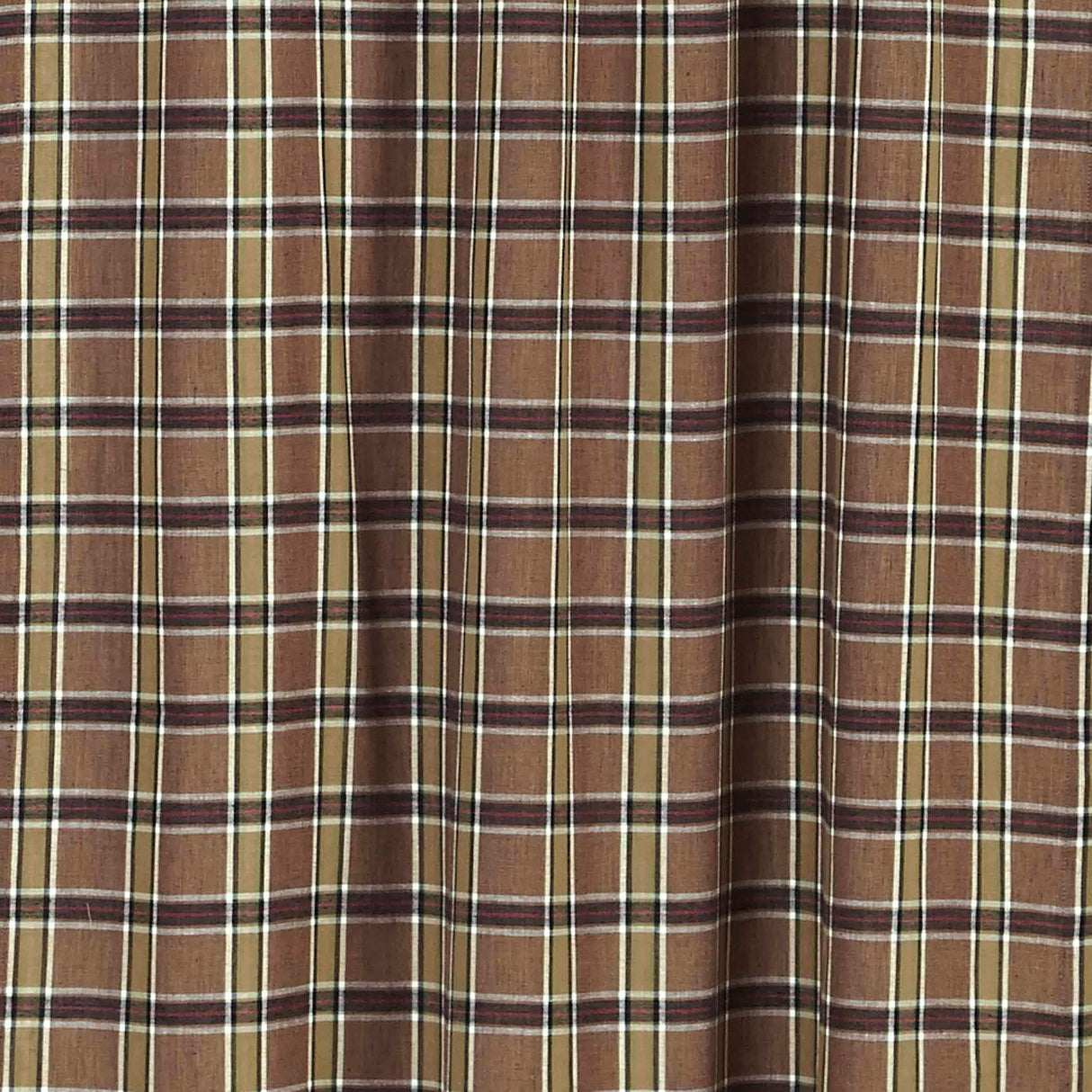 Tan Rustic Curtains VHC Wyatt Prairie Panel Pair Cotton Plaid - 63x36