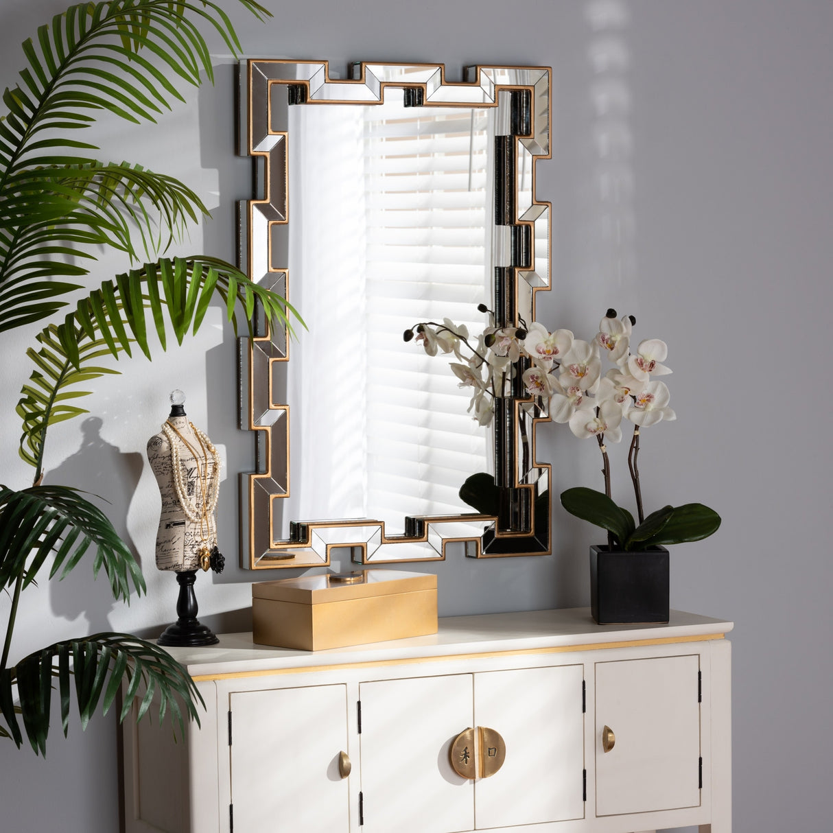 Tanis Modern and Contemporary Glam Rectangular Accent Wall Mirror - Bronze