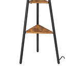 Tapered Drum Shade Floor Lamp with 2 Open Shelves