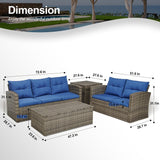 Tappio 4 Piece Outdoor Rattan Conversation Seating Group Set