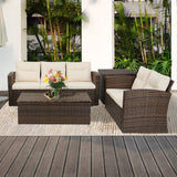 Tappio 4 Piece Outdoor Rattan Conversation Seating Group Set