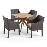 Taquile Outdoor 5 Piece Wood and Wicker Dining Set by Christopher Knight Home