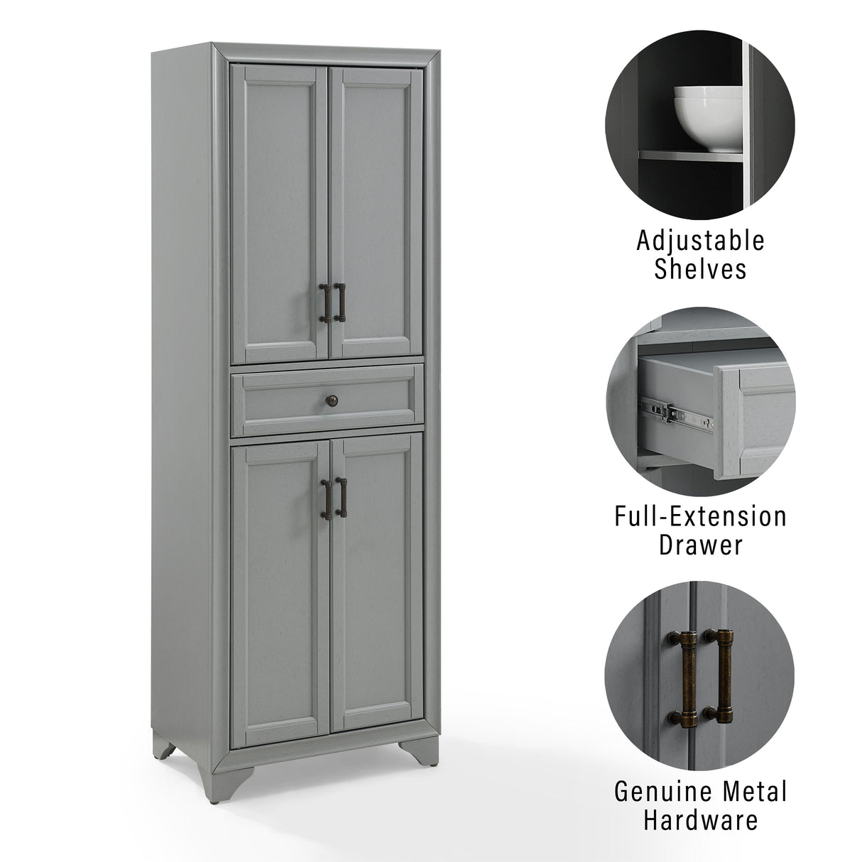 Crosley Tara 3-piece Sideboard and Pantry Set - 15"x108.5"x67.75"