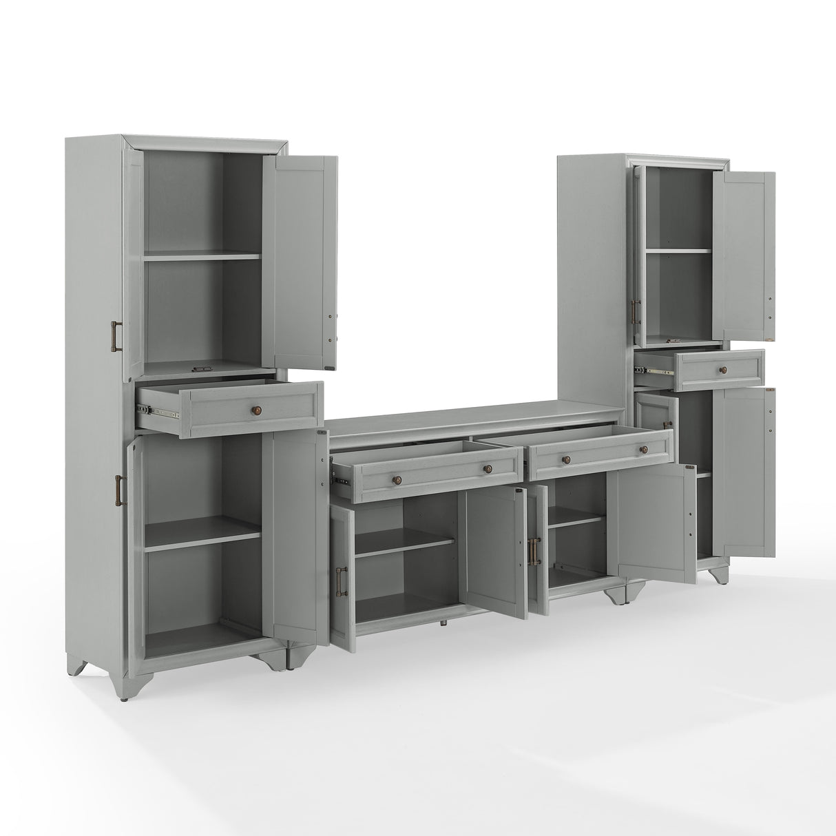 Crosley Tara 3-piece Sideboard and Pantry Set - 15"x108.5"x67.75"