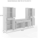 Crosley Tara 3-piece Sideboard and Pantry Set - 15"x108.5"x67.75"