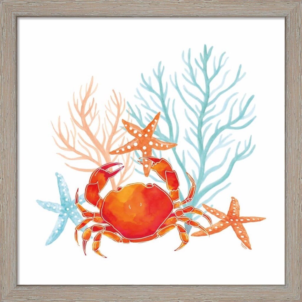 Tara Reed 'Coral Aqua B' Framed Art (Set of 2)