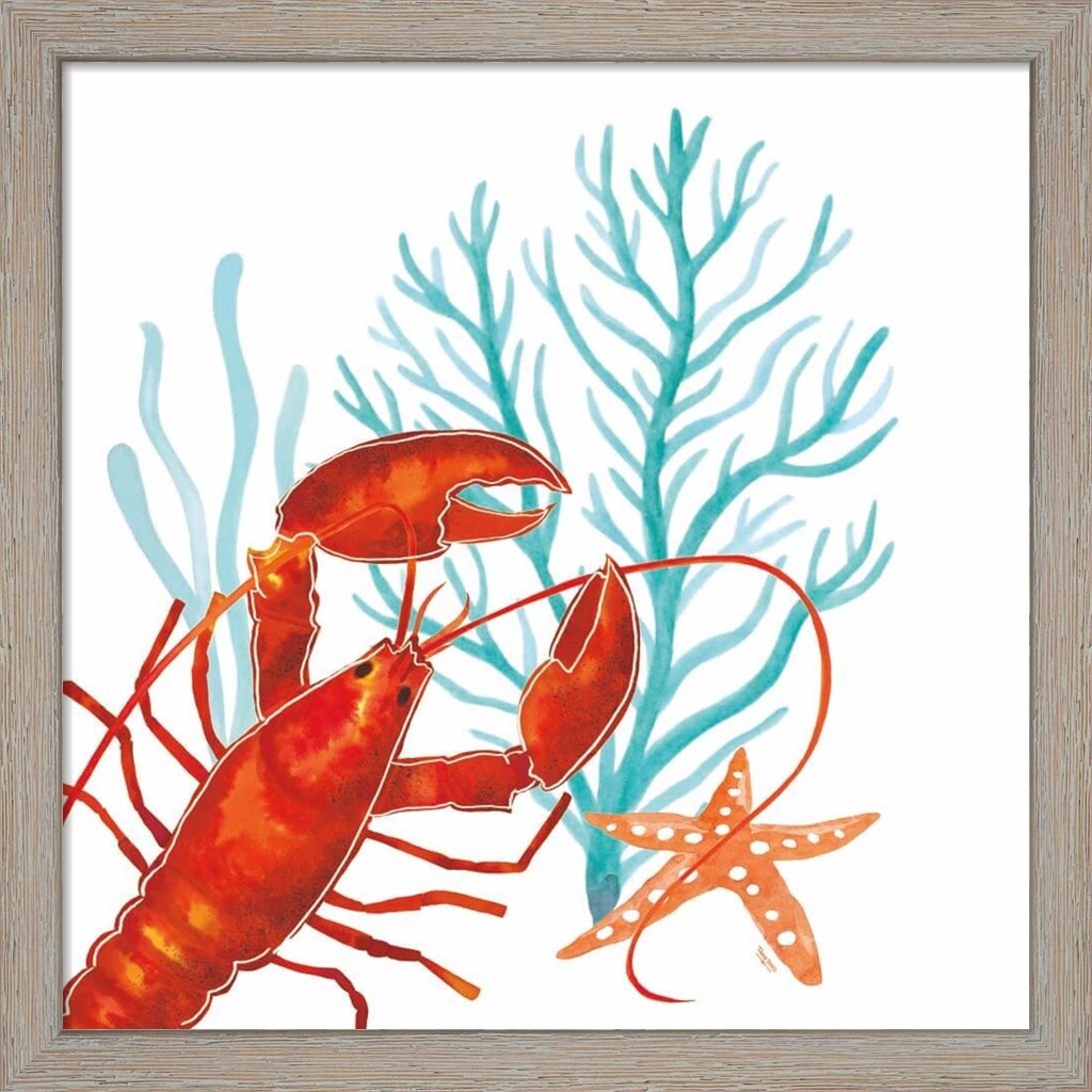 Tara Reed 'Coral Aqua B' Framed Art (Set of 2)