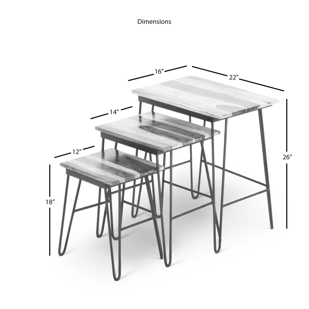 Steve Silver Tarana Sheesham Brown Wood 3-piece Nesting Table Set