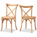 Tartan Mid-Century Woven Rattan Dining Chair Set (2PC)-Natural Brown