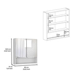 Tatacoa 25-inch Tall Double Door Mirror Cabinet with Open Shelf, and 3 Interior Shelves
