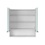 Tatacoa 25-inch Tall Double Door Mirror Cabinet with Open Shelf, and 3 Interior Shelves