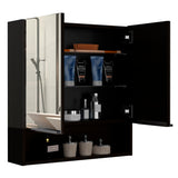 Tatacoa 25-inch Tall Double Door Mirror Cabinet with Open Shelf, and 3 Interior Shelves