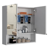 Tatacoa 25-inch Tall Double Door Mirror Cabinet with Open Shelf, and 3 Interior Shelves