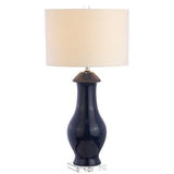 Tate 31" Ceramic/Crystal LED Table Lamp, Navy/Clear by JONATHAN Y