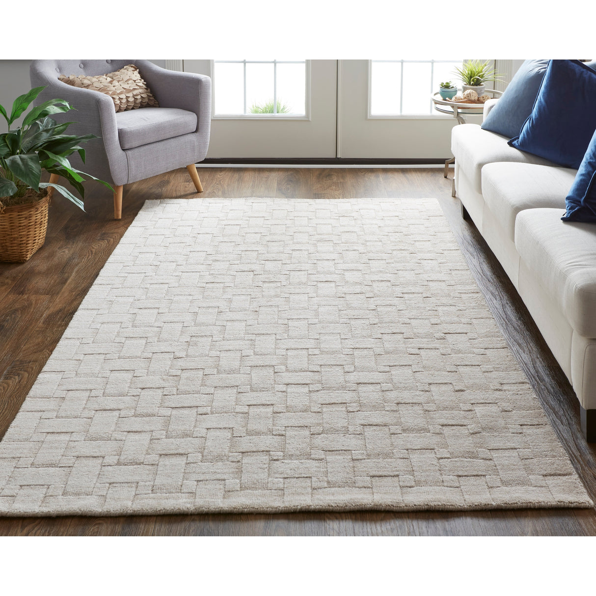 Tatem Minimal Viscose Beige Area Rug