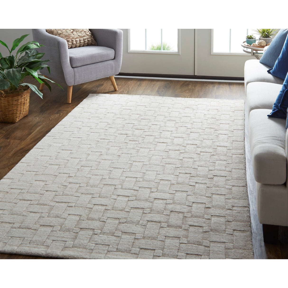 Tatem Minimal Viscose Beige Area Rug