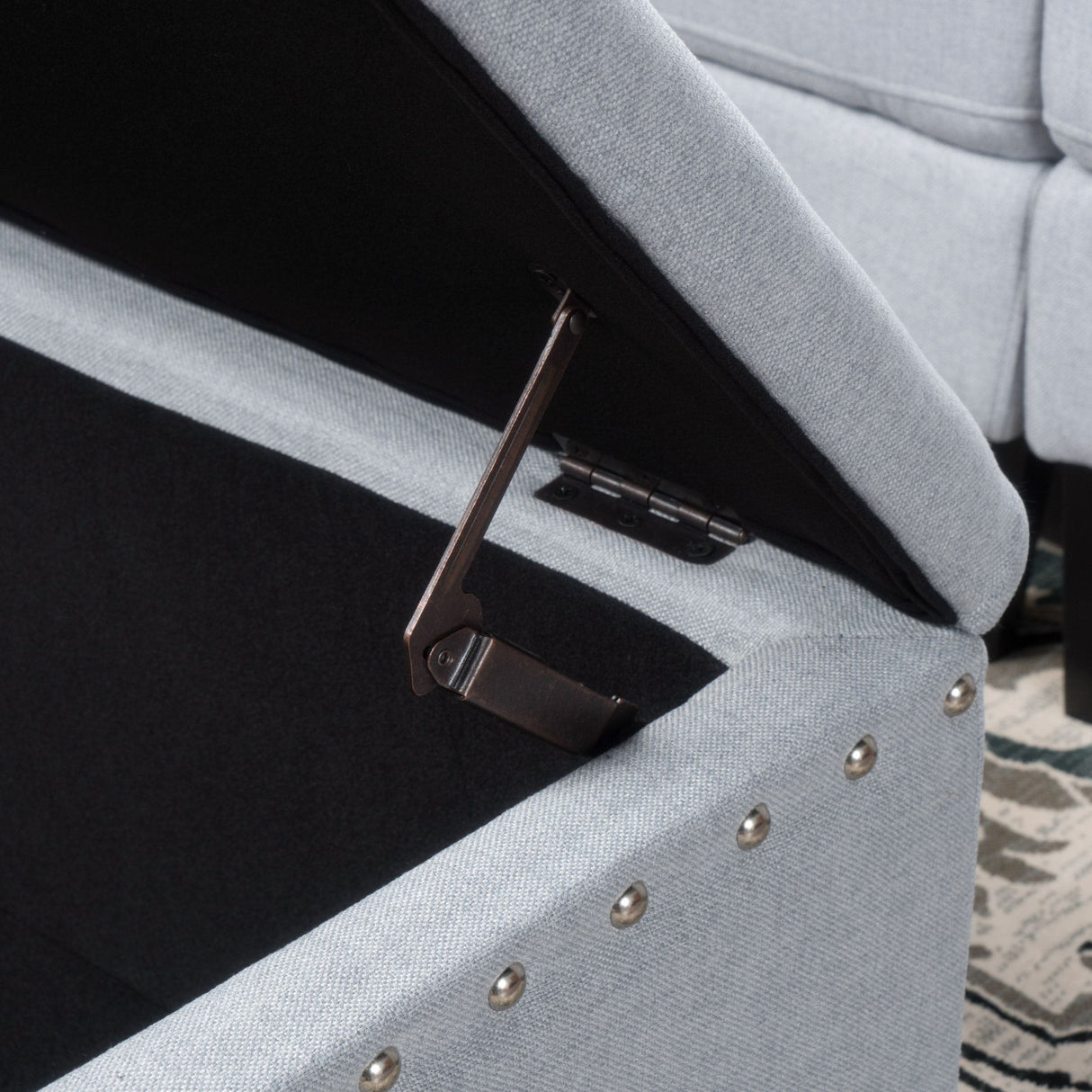 Tatiana Contemporary Fabric Storage Ottoman with Nailhead Trim by Christopher Knight Home