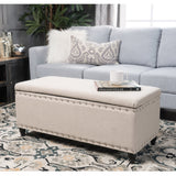 Tatiana Contemporary Fabric Storage Ottoman with Nailhead Trim by Christopher Knight Home