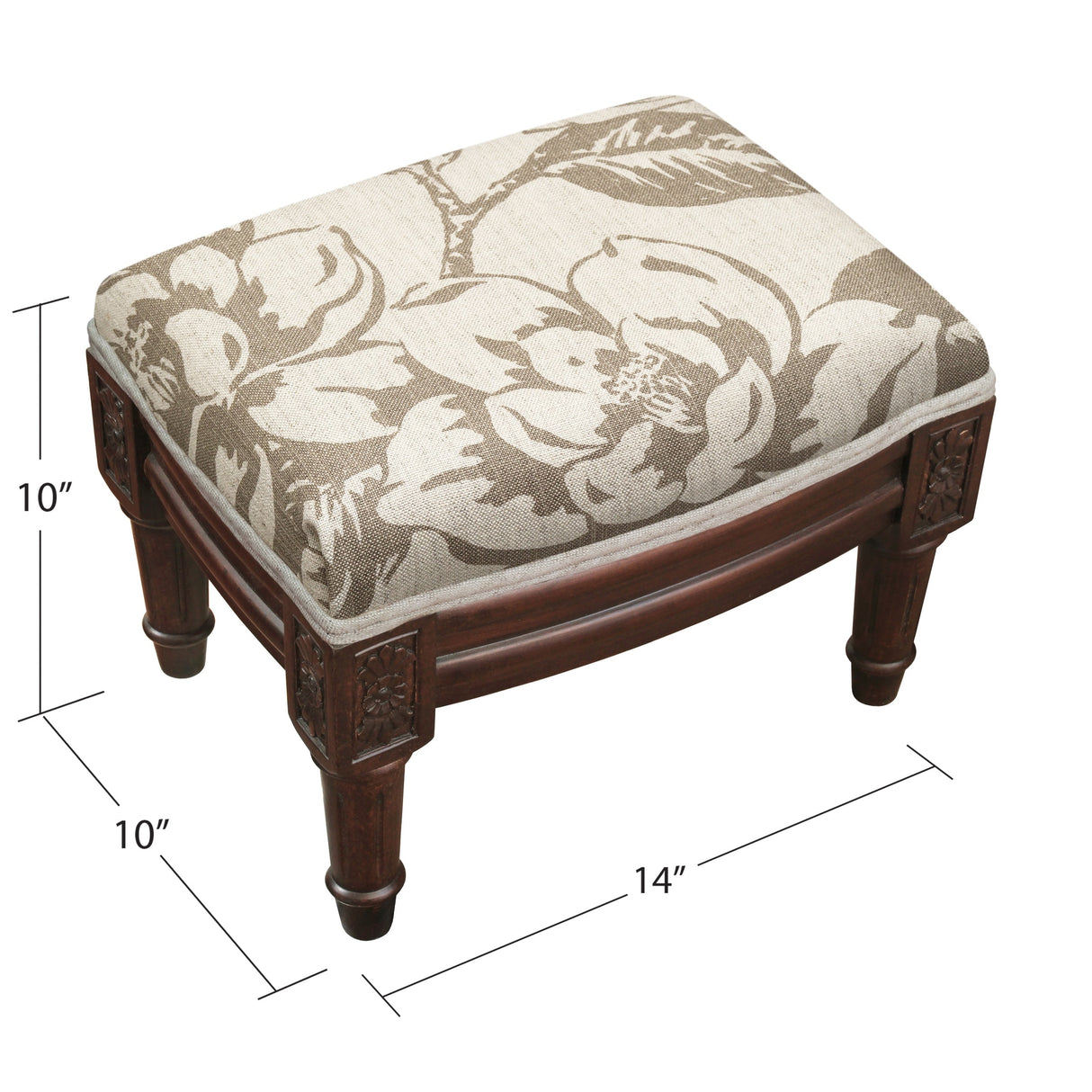 Taupe Magnolia Footstool with wood stained finish