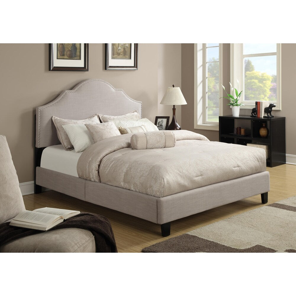 Taupe Queen Size Upholstered Bed