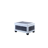 Taupe and Blue Plaid Storage Bench and Ottoman Three Piece Set