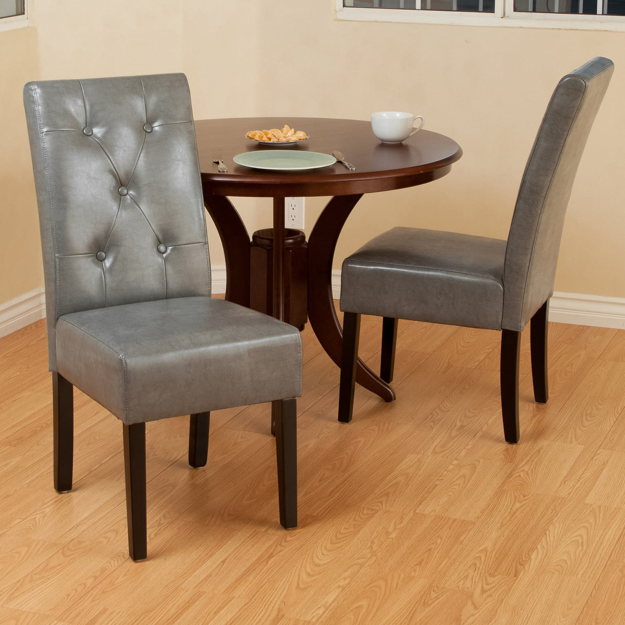 Taylor Grey Bonded Leather Dining Chair (Set of 2) by Christopher Knight Home