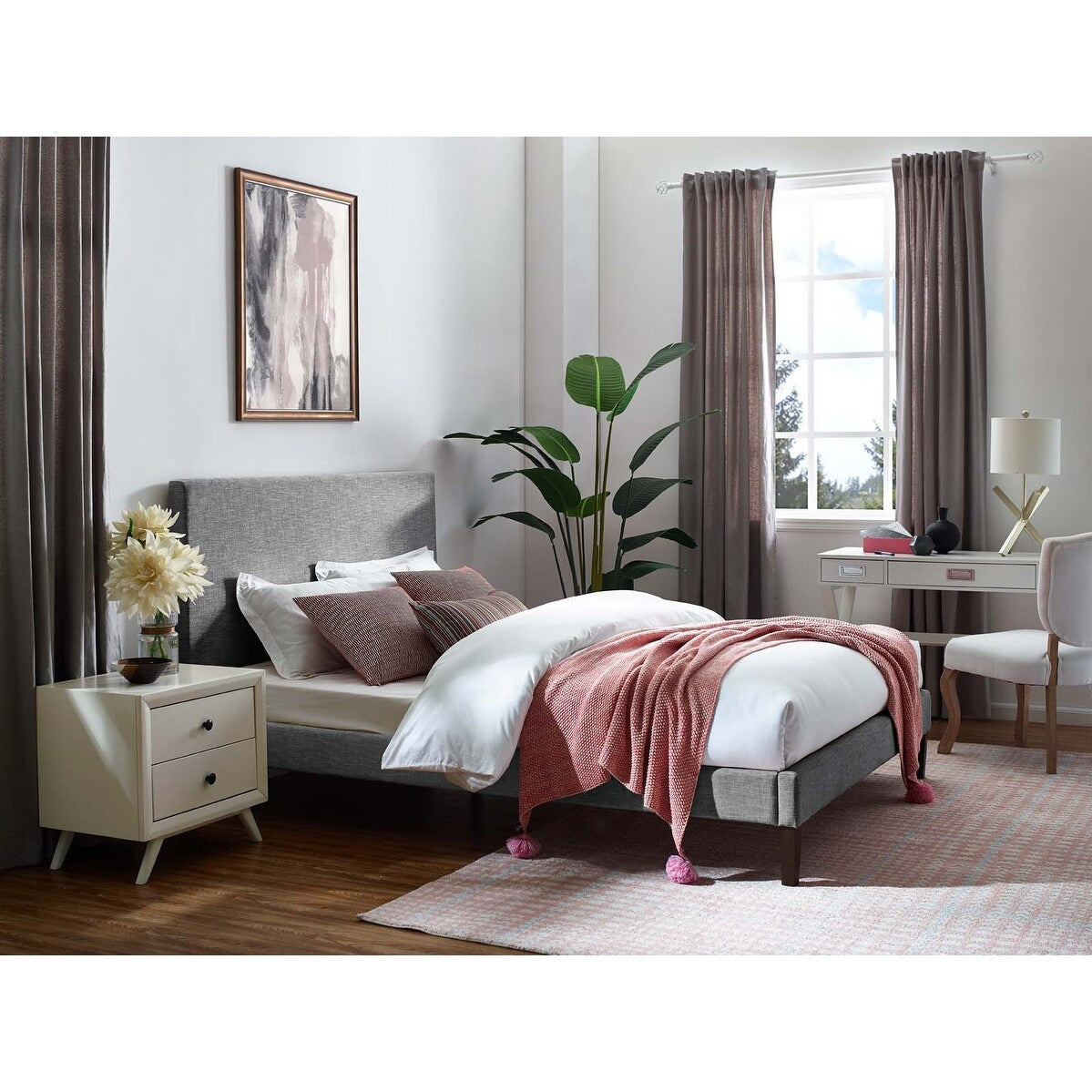 Carson Carrington Stryn Upholstered Linen Fabric Headboard