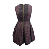Taylor Women's Animal-Print Jacquard Fit & Flare Dress (12, Burgundy/Black/Gold)