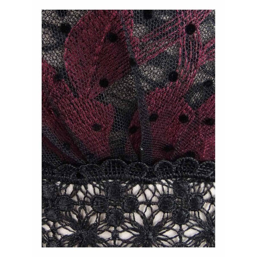 Taylor Women's Tiered Lace Tulle Midi Dress (6, Black/Burgundy)